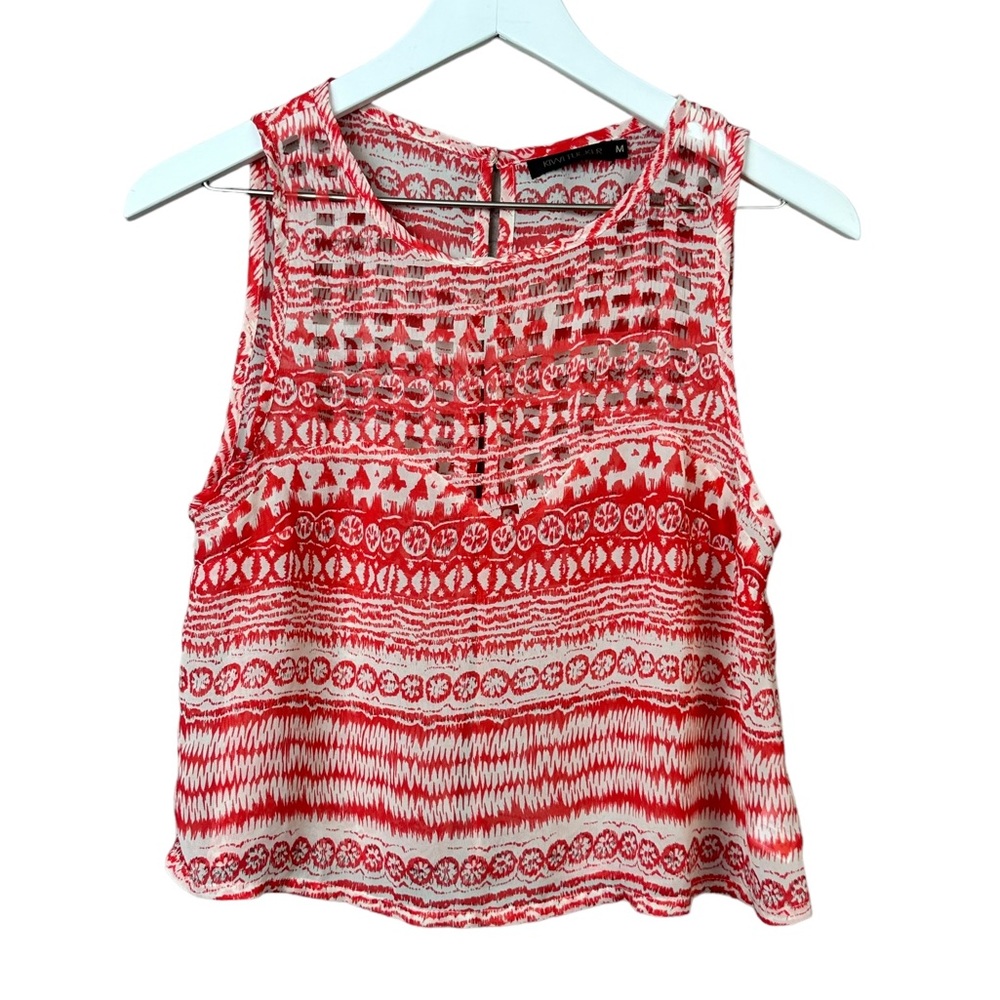 Kiwi Tucker Coral Cut Out Open Back Cropped Tank Top Sz M